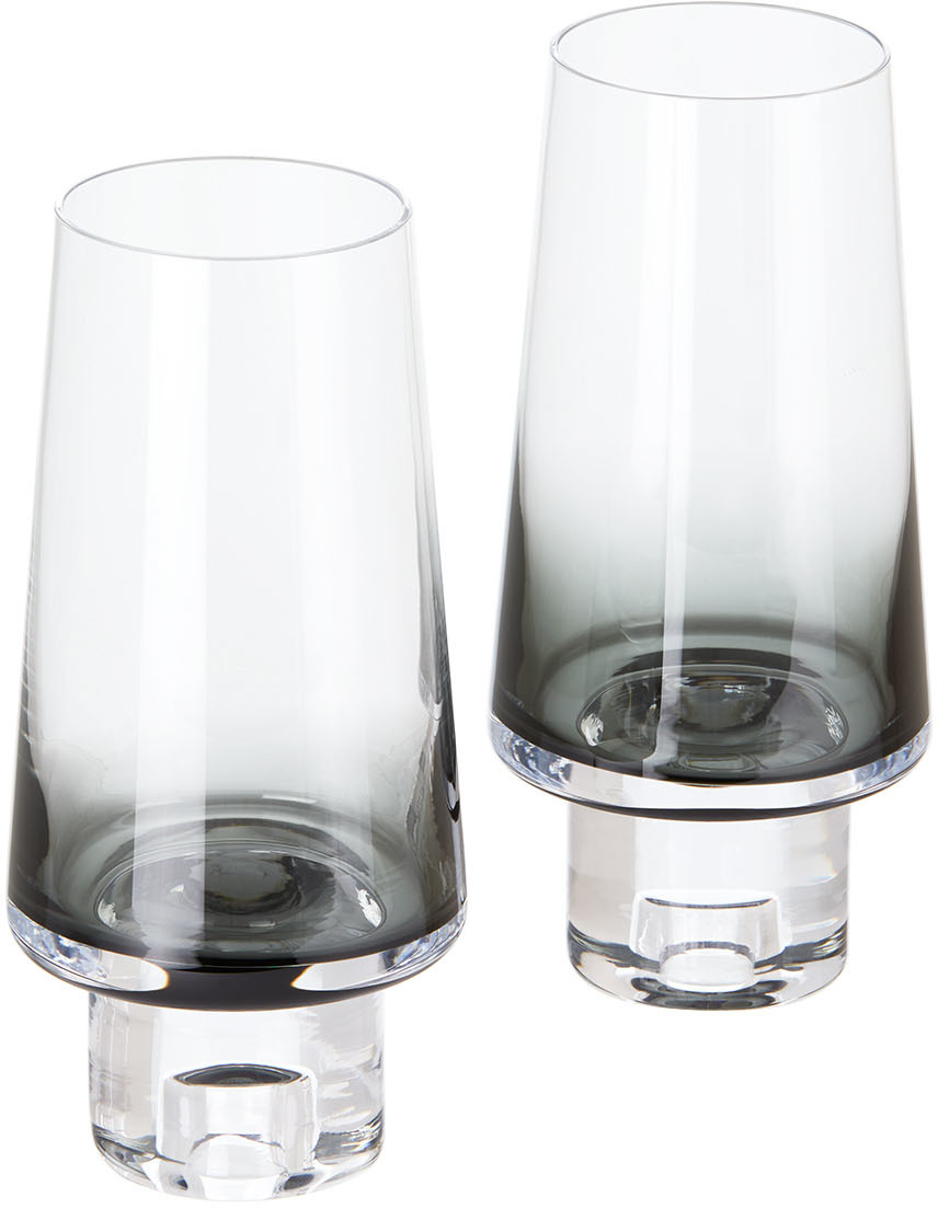 Shop Tom Dixon Black Tank High Ball Glass Set In Clear Grad
