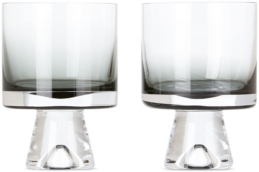Tom Dixon Black Tank Low Ball Glass Set In Clear Grad