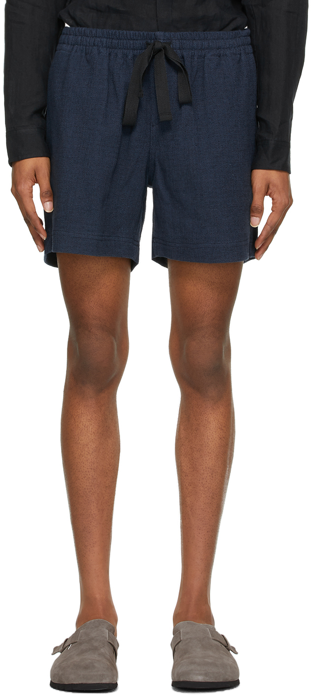Navy Linen Lounge Shorts