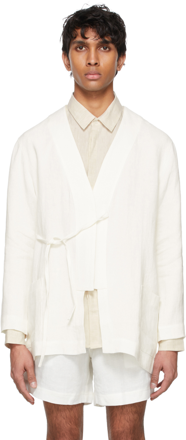 Off-White Linen Robe Cardigan