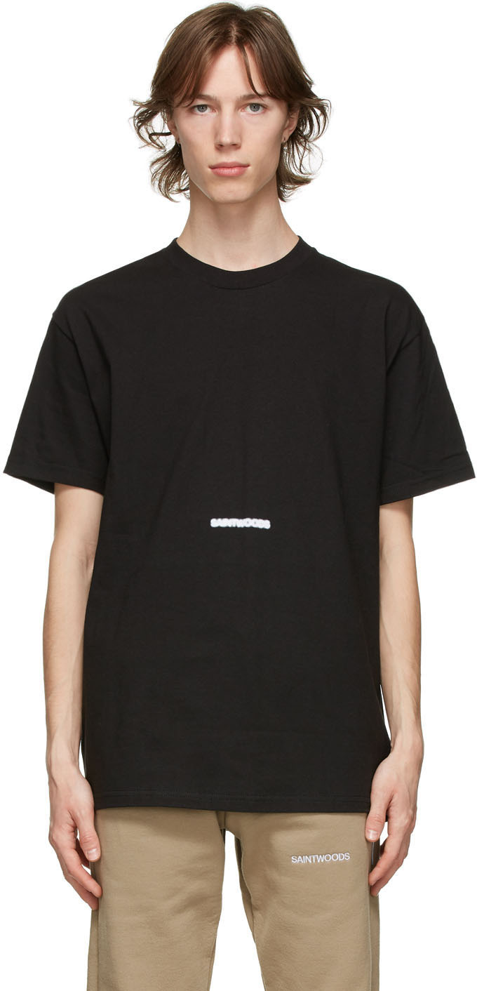 Black Blurry Logo T-Shirt by Saintwoods on Sale