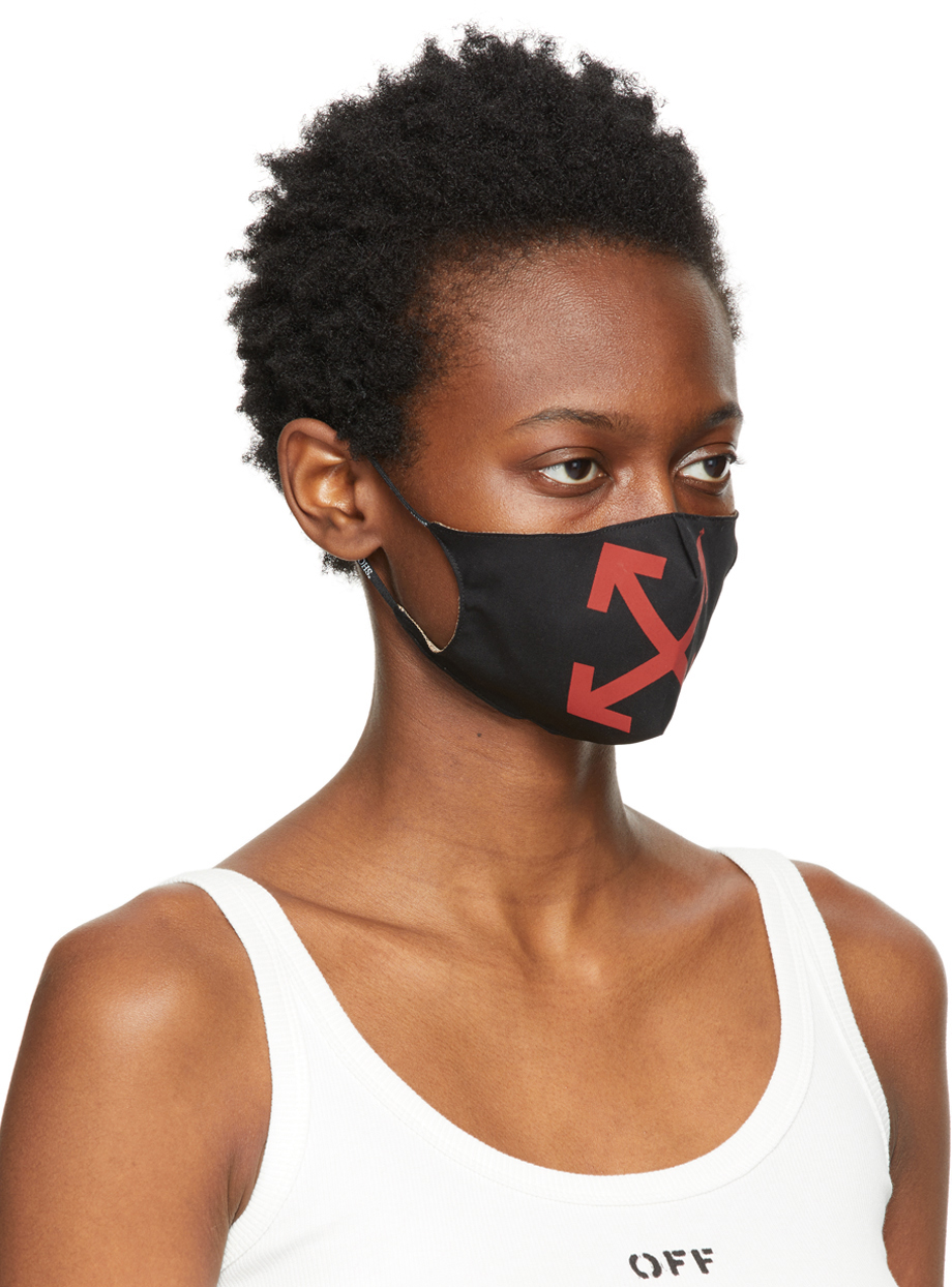 Off-white Black & Red Arrows Simple Mask In Black Red