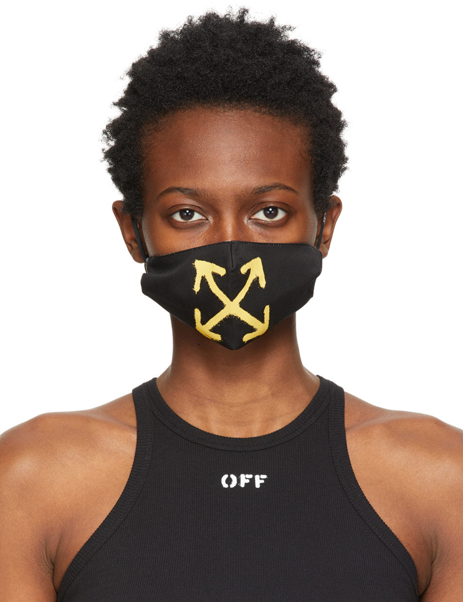 OFF-WHITE Logo Face Mask Yellow/Black - FW19 - US