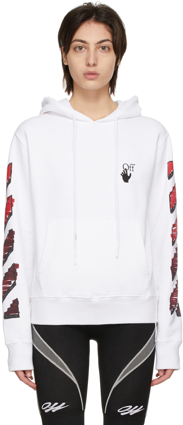 Off-White: White Slim Marker Hoodie | SSENSE