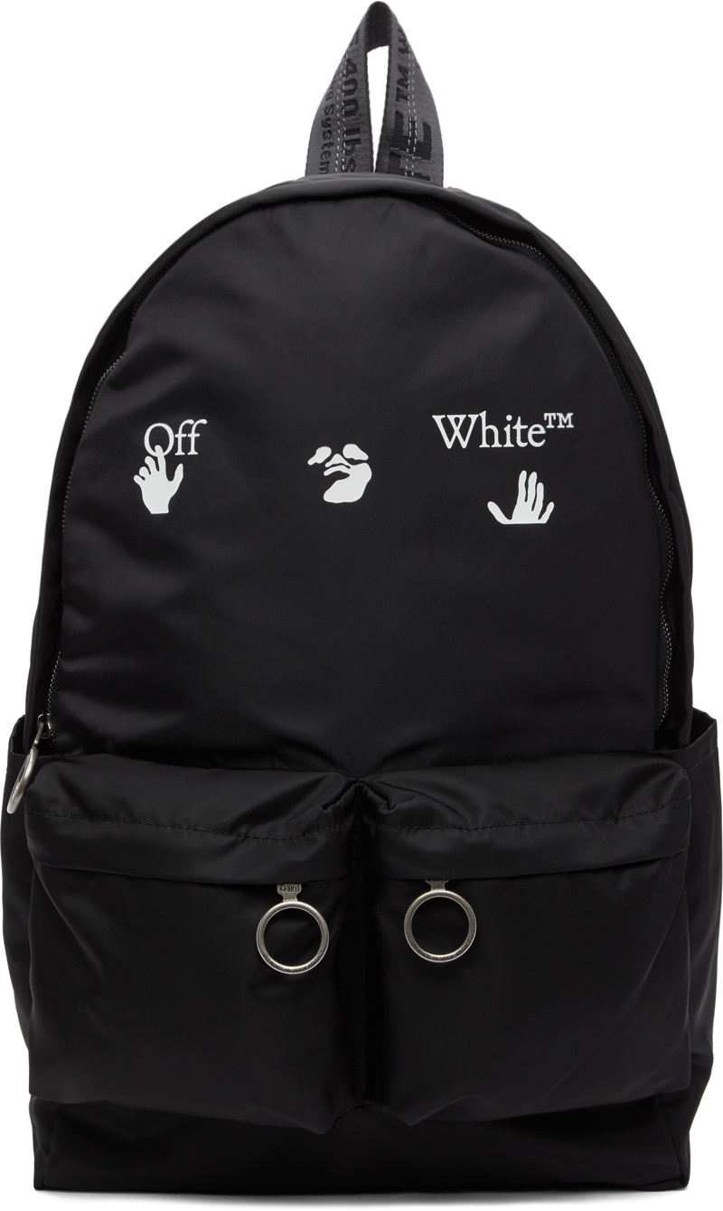 Off White Black Logo Backpack 211607M166000