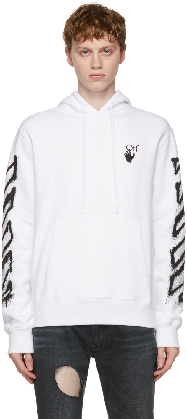 Off-White: White Spray Marker Hoodie | SSENSE Canada