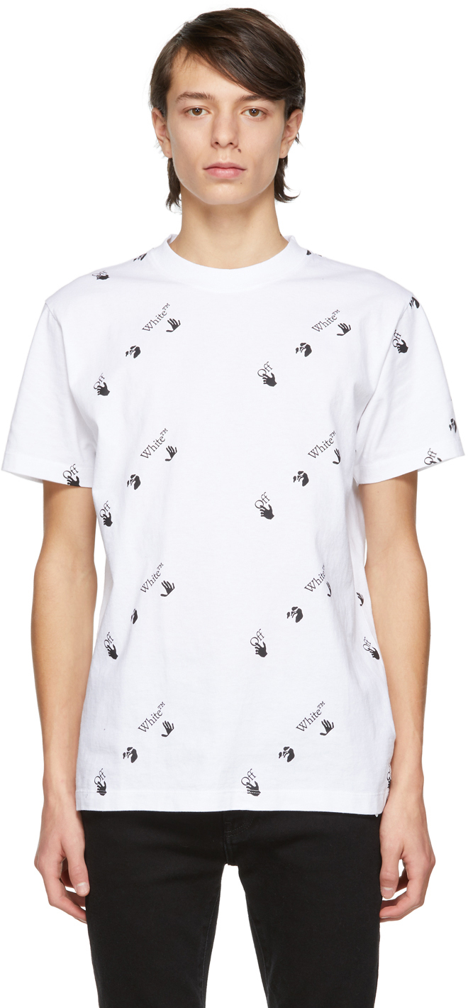 Off-White: White Slim Logo T-Shirt | SSENSE
