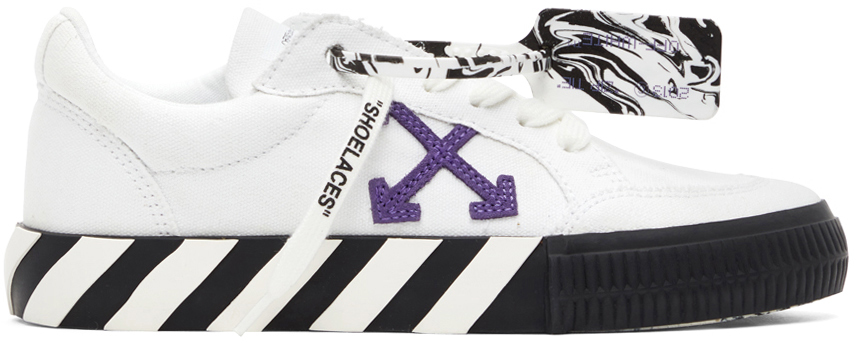 Off-White: White & Purple Vulcanized Low Sneakers | SSENSE