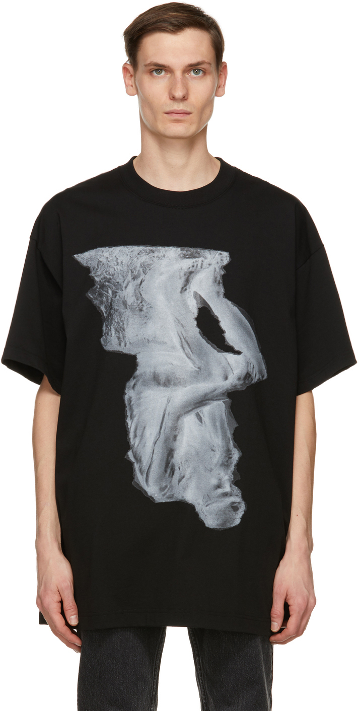 Johnlawrencesullivan: Black Oversized Print T-Shirt | SSENSE