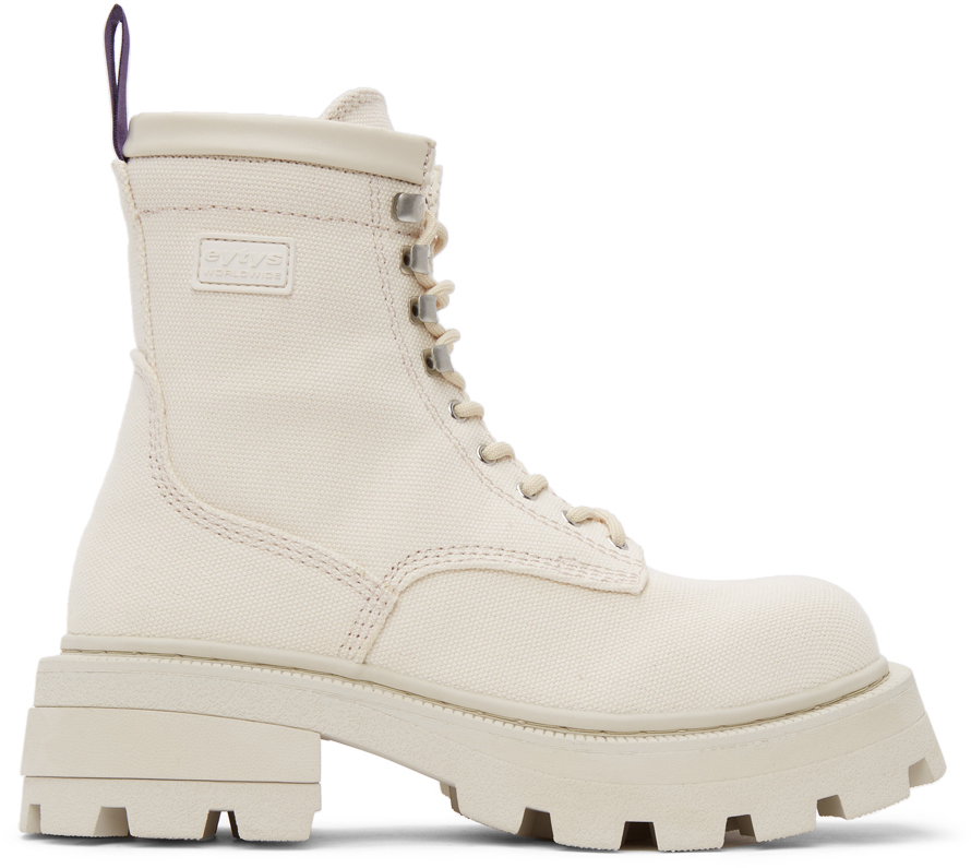 Eytys: Off-White Canvas Michigan Boots | SSENSE Canada