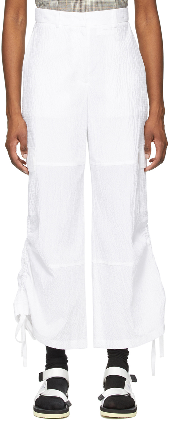 White Drawstring Side Trousers by SJYP 