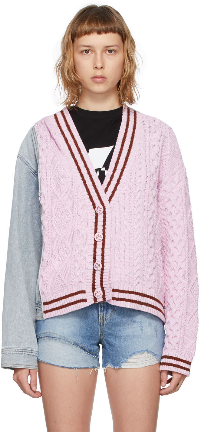 pink knit cardigan