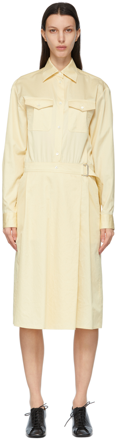 Yellow Two-Pocket Wrap Skirt Dress by Lemaire on Sale