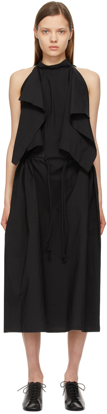 LEMAIRE: Black Sleeveless Foulard Dress | SSENSE
