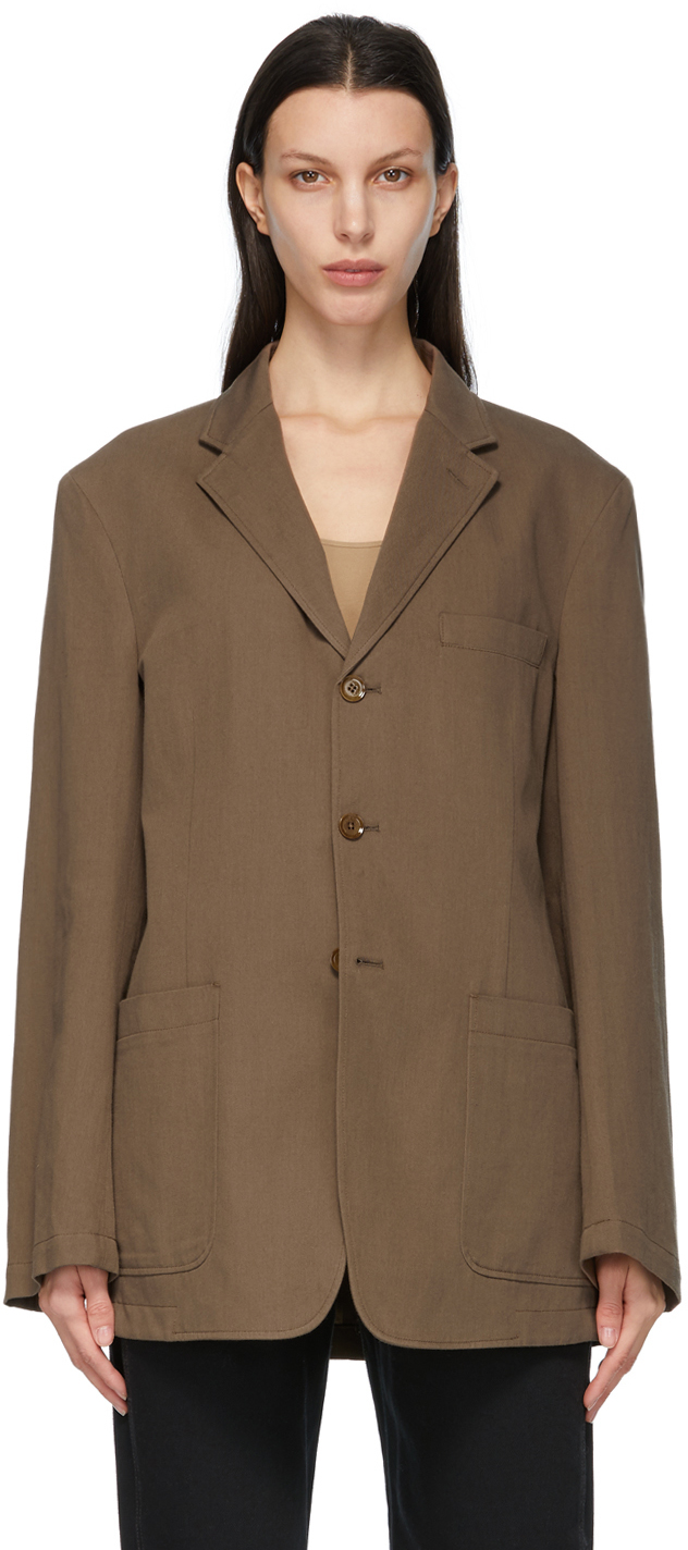 LEMAIRE: Brown Patch Pocket Blazer | SSENSE