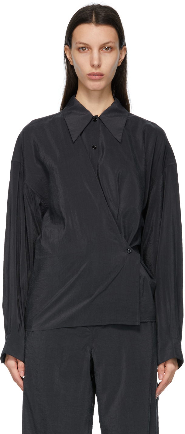 LEMAIRE: Black Twisted Shirt | SSENSE Canada