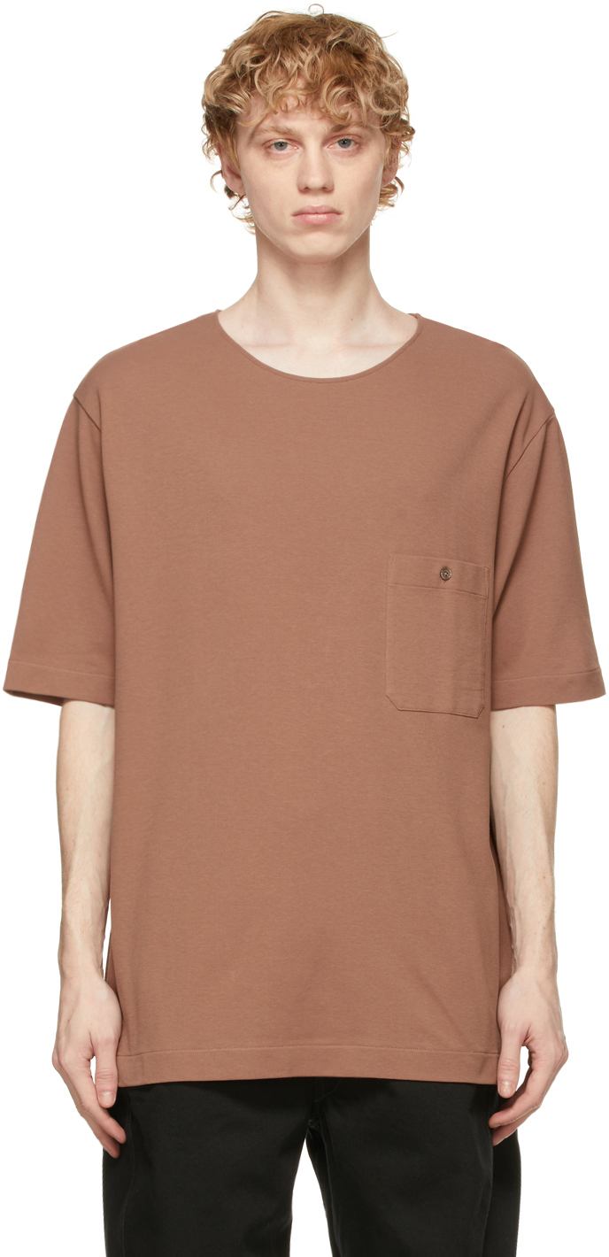 LEMAIRE: Brown Crêpe Jersey T-Shirt | SSENSE