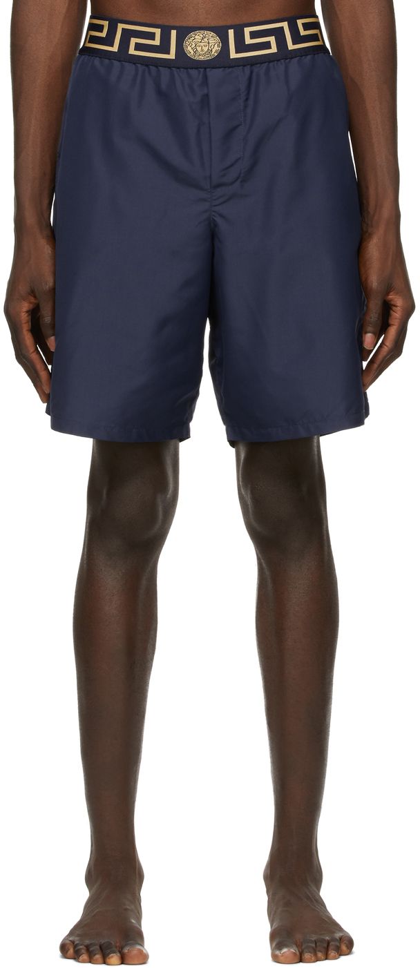 Blue Mid-Length Greca Border Swim Shorts Ssense Uomo Sport & Swimwear Costumi da bagno Pantaloncini da bagno 