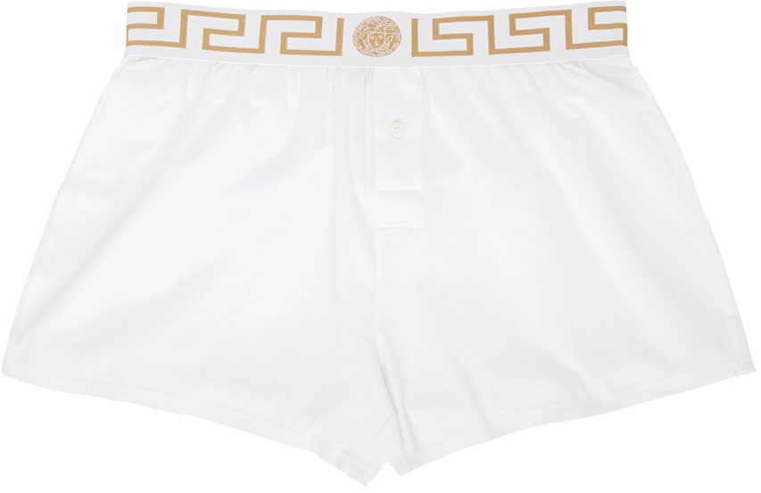 Three-Pack White Greca Border Boxer Briefs Ssense Uomo Abbigliamento Intimo Boxer shorts 