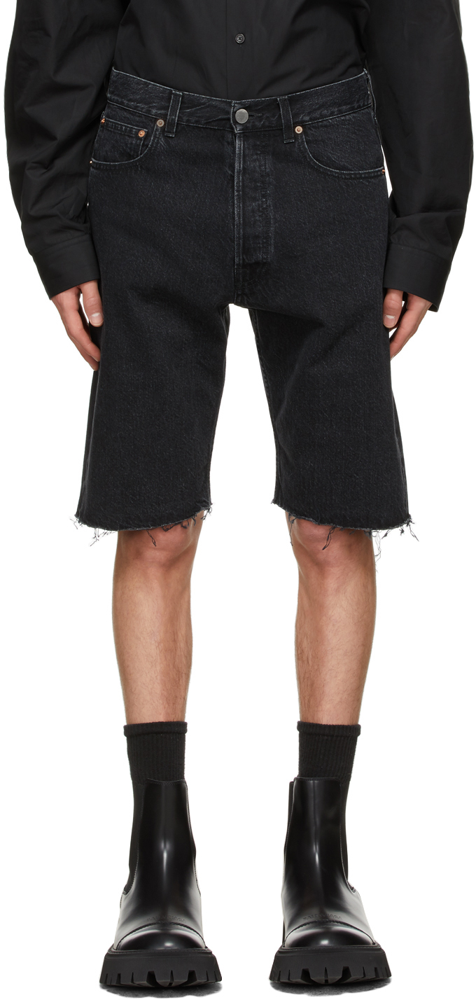 Black Denim Haute Couture Shorts by 