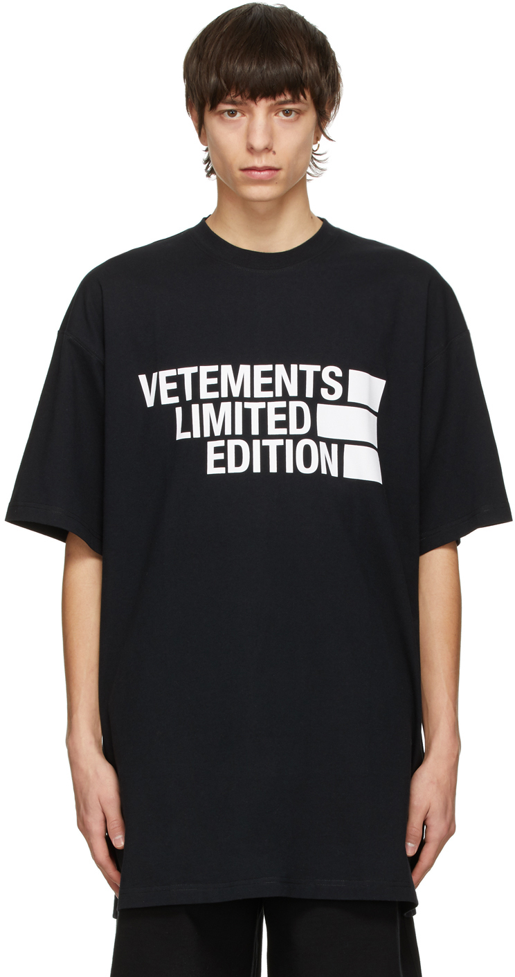 VETEMENTS: Black Big Logo 'Limited Edition' T-Shirt | SSENSE Canada