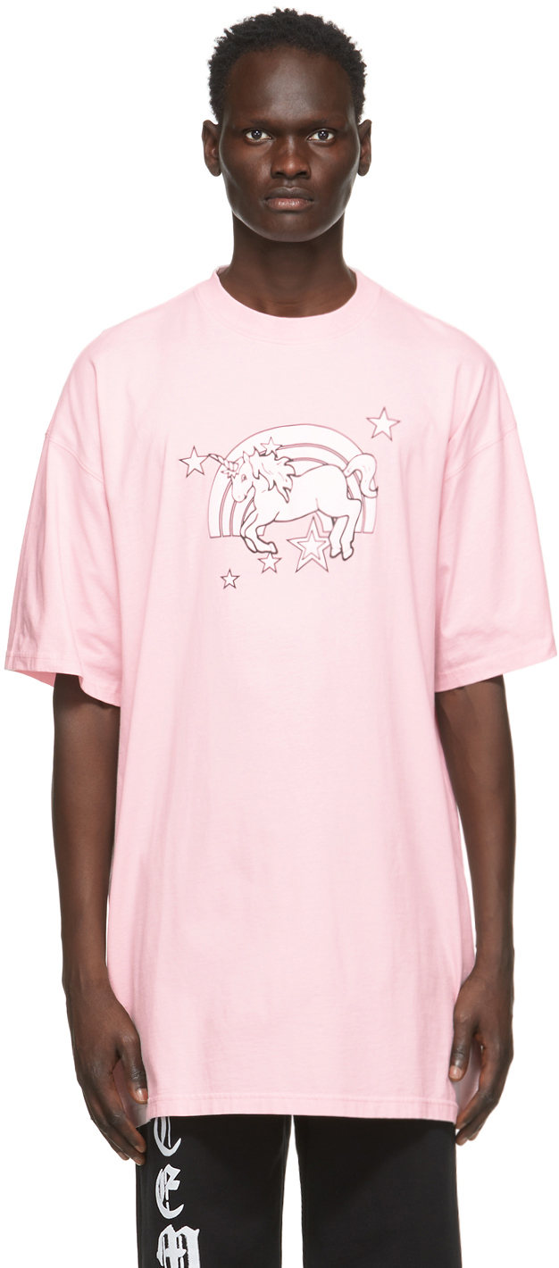 VETEMENTS: Pink Magic Unicorn T-Shirt | SSENSE