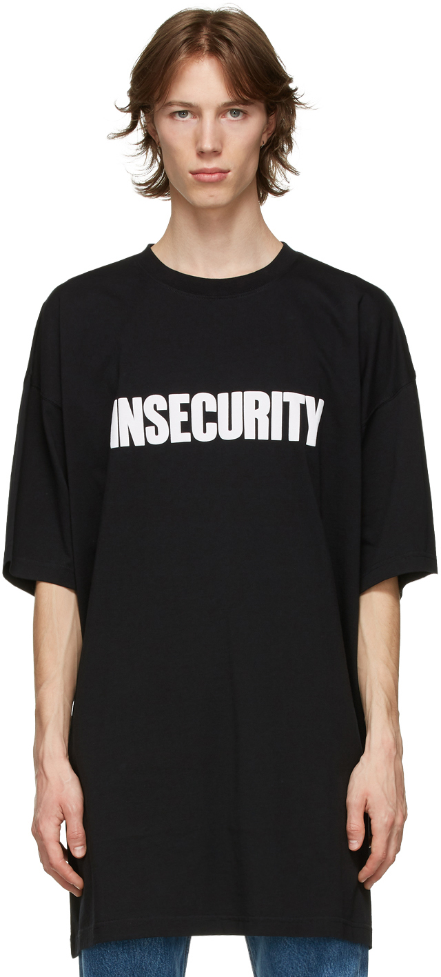 VETEMENTS Black Oversized 'Insecurity' T-Shirt