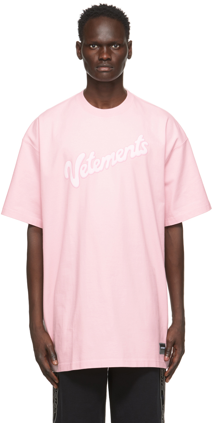 VETEMENTS: Pink Sweet Logo T-Shirt | SSENSE