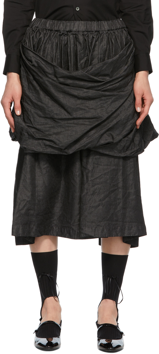 Comme des Garçons Comme des Garçons Black Treated Linen Skirt