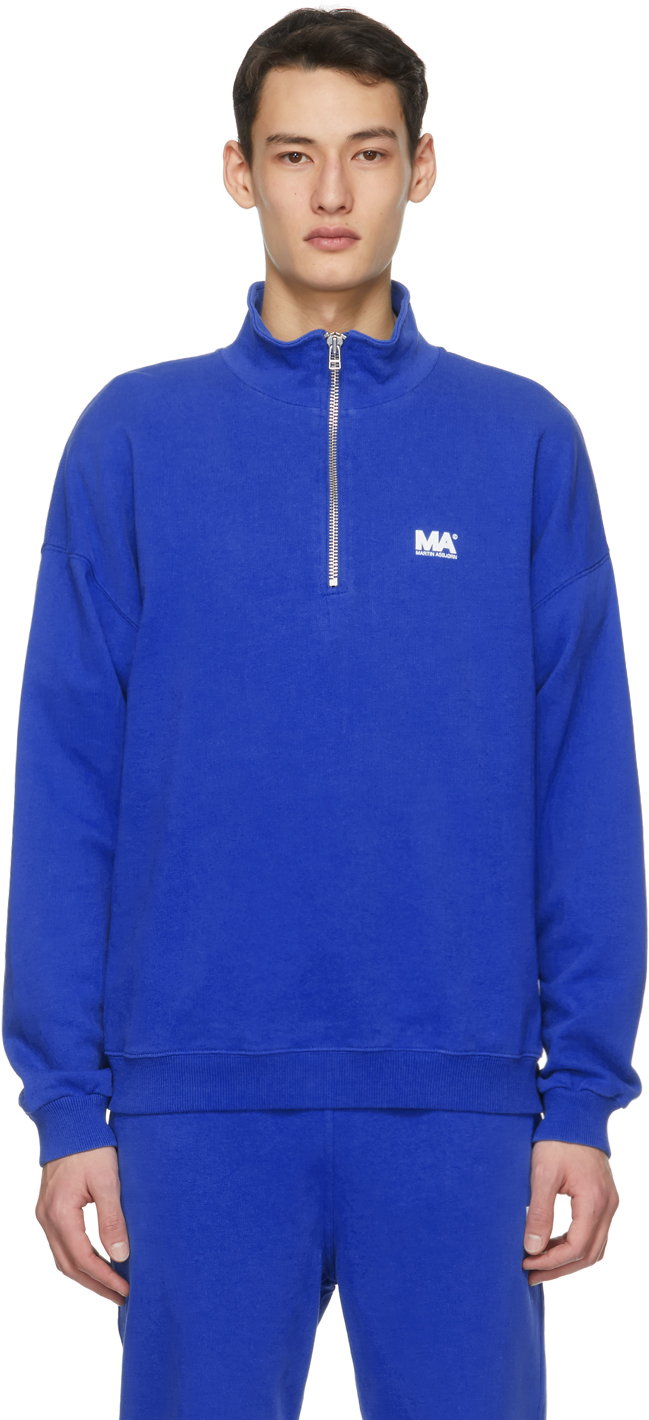 M.A. Martin Asbjørn Blue Turtleneck Half-Zip Sweatshirt