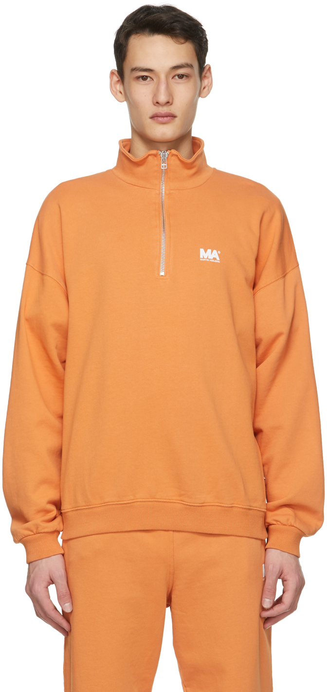 M.A. Martin Asbjørn Orange Turtleneck Half-Zip Sweatshirt