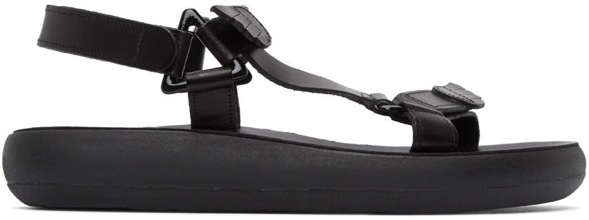 Ancient Greek Sandals Black Poria Sandals