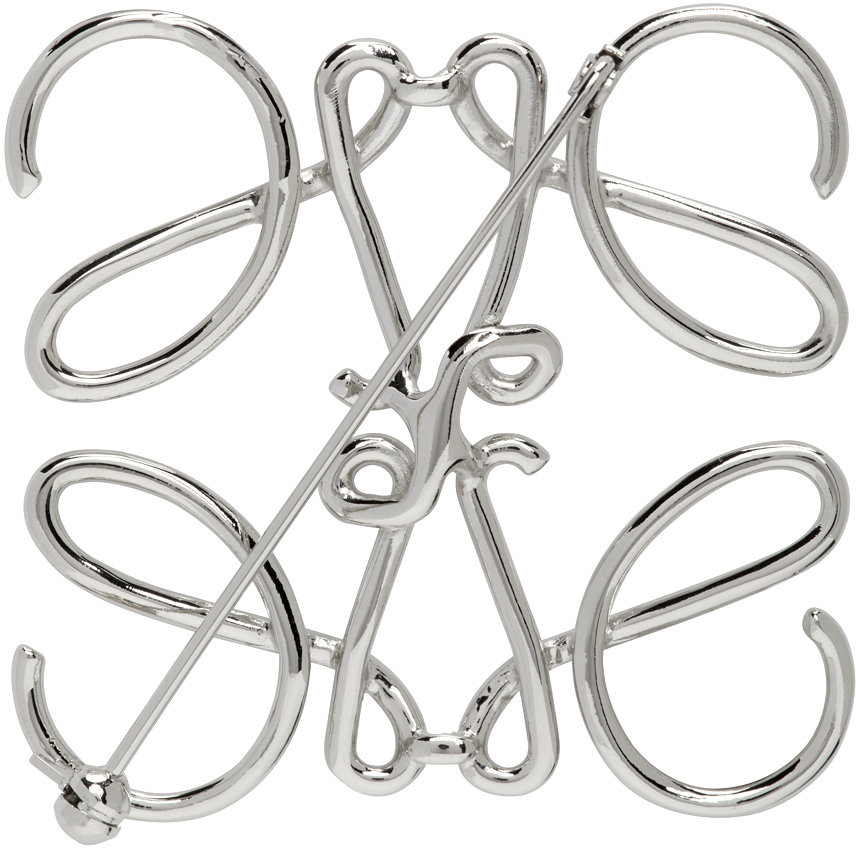 Loewe Silver Anagram Brooch SSENSE