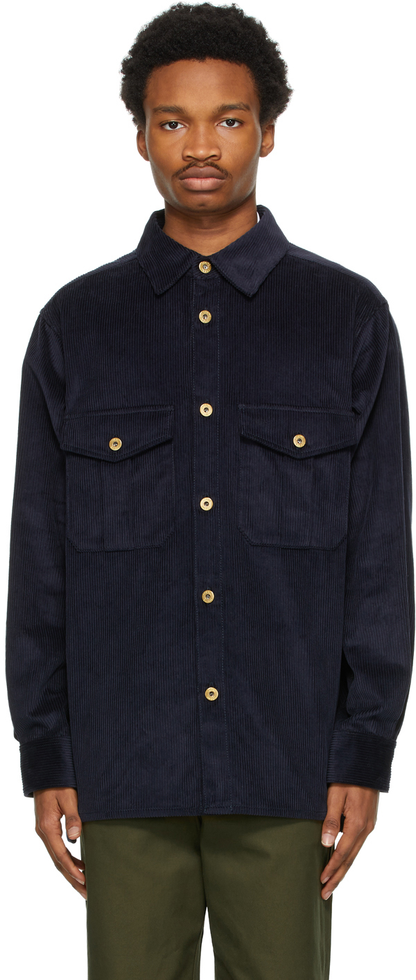 Loewe: Navy Corduroy Shirt Jacket | SSENSE