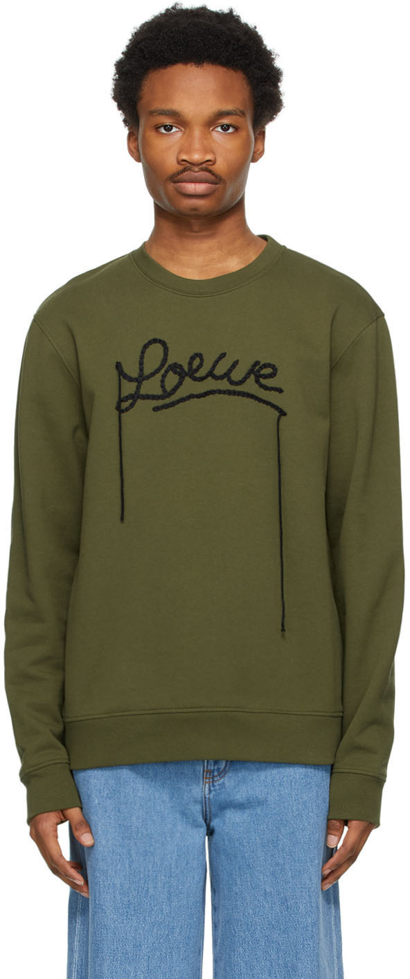 Loewe: カーキ ロゴ スウェットシャツ | SSENSE 日本