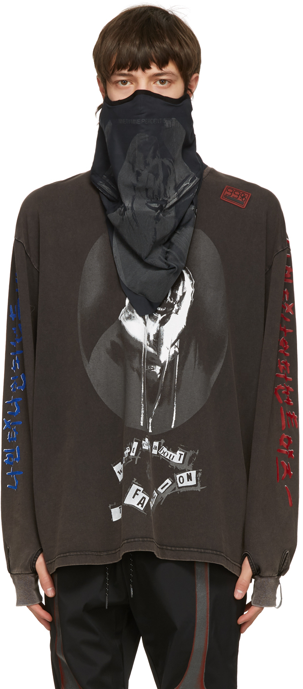 99IS Black Skull Neck Warmer Face Mask SSENSE