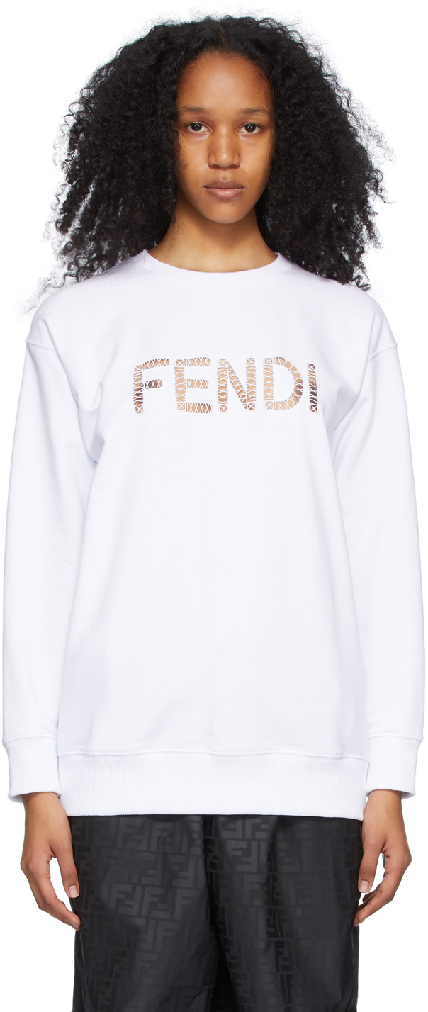 Fendi White Cut-Out Logo Sweatshirt
