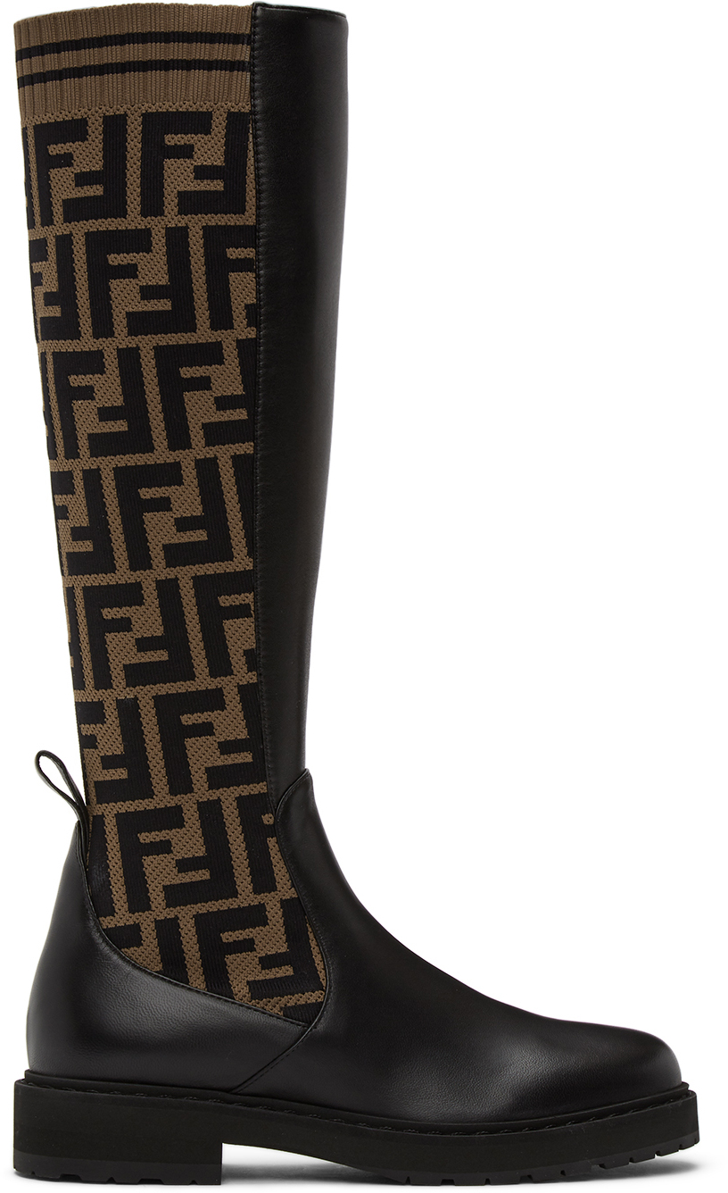 Fendi Brown & Black 'Forever Fendi' Rockoko Tall Boots