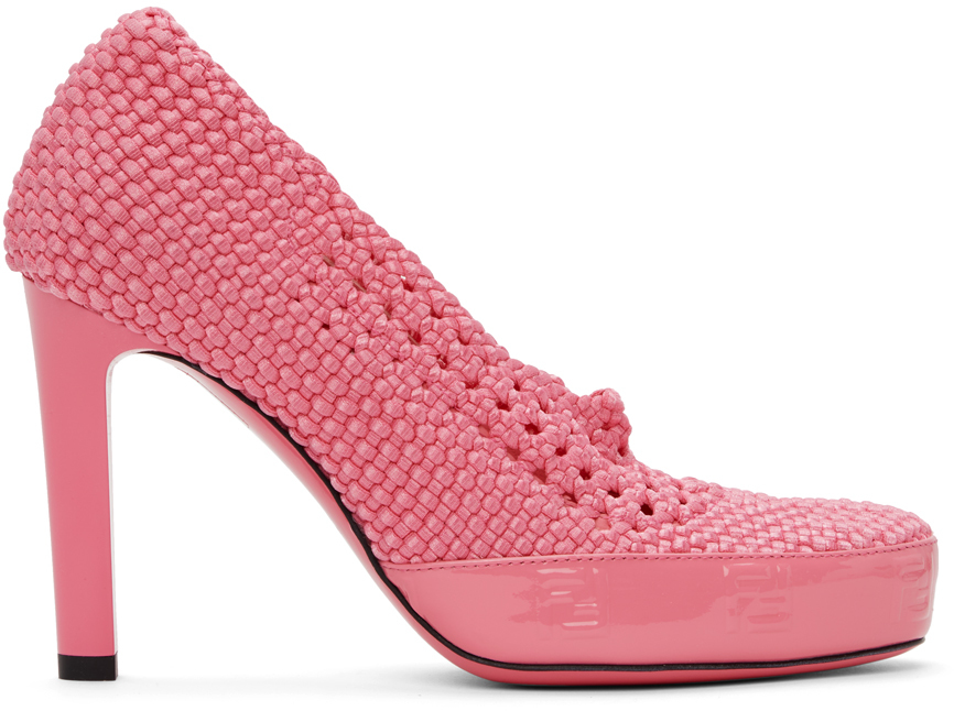 Fendi Pink Knit Stretch Heels