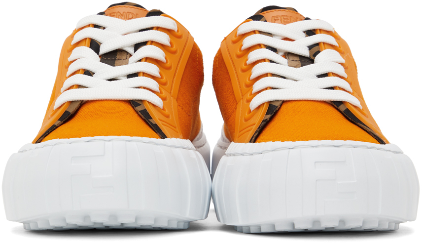 Fendi Orange 'Forever Fendi' Trim Sneakers | Smart Closet