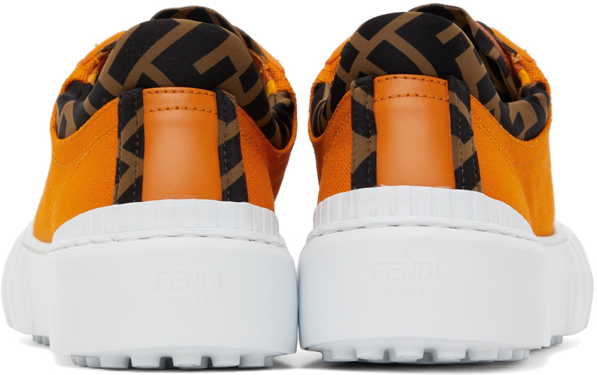 Fendi Orange 'Forever Fendi' Trim Sneakers | Smart Closet