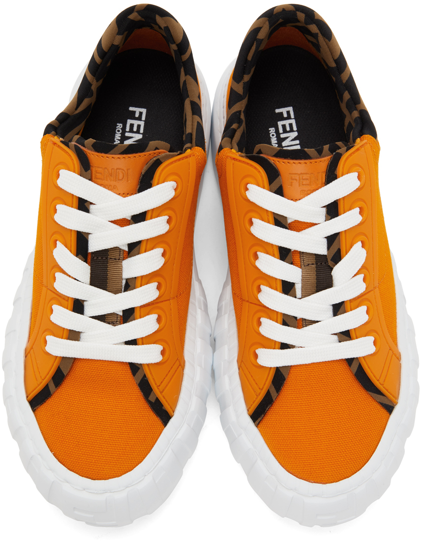 Fendi Orange 'Forever Fendi' Trim Sneakers | Smart Closet