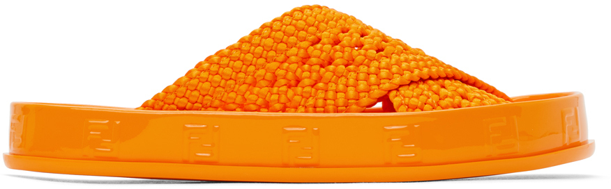 Fendi Orange 'Forever Fendi' Reflections Sandals