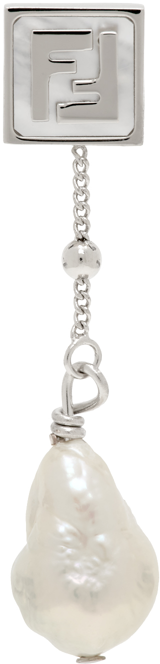 FENDI SILVER 'FOREVER FENDI' SINGLE EARRING