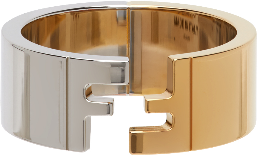 Fendi Silver & Gold 'Forever Fendi' Ring
