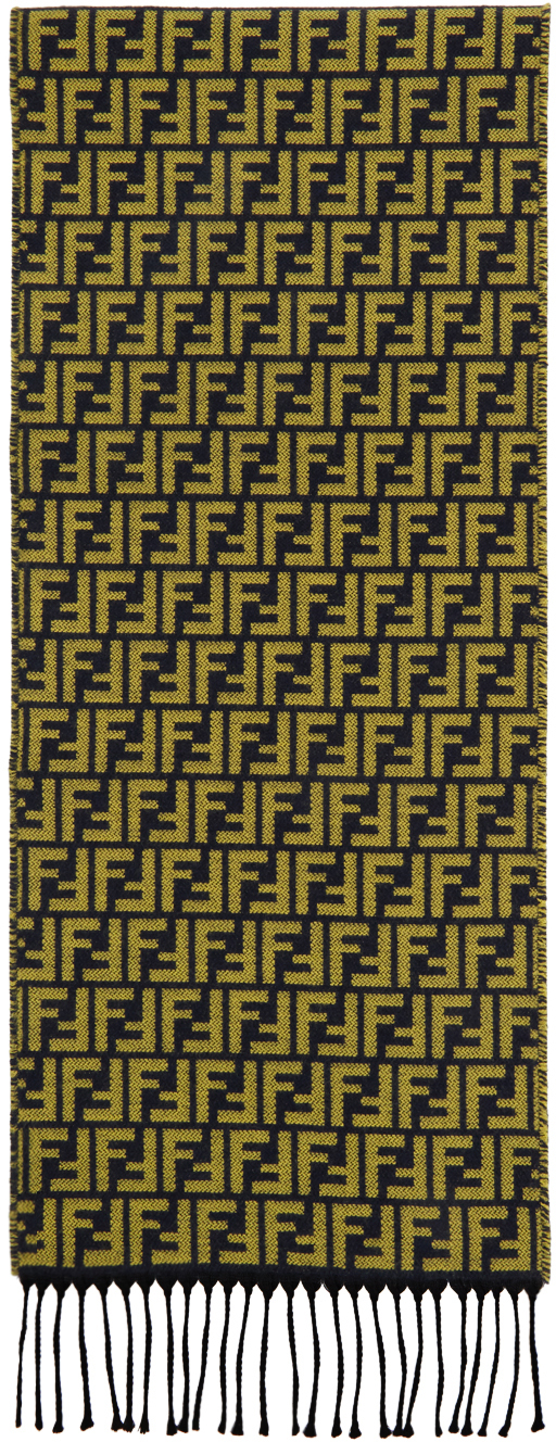 Fendi Wool And Silk-blend Jacquard Scarf in Brown