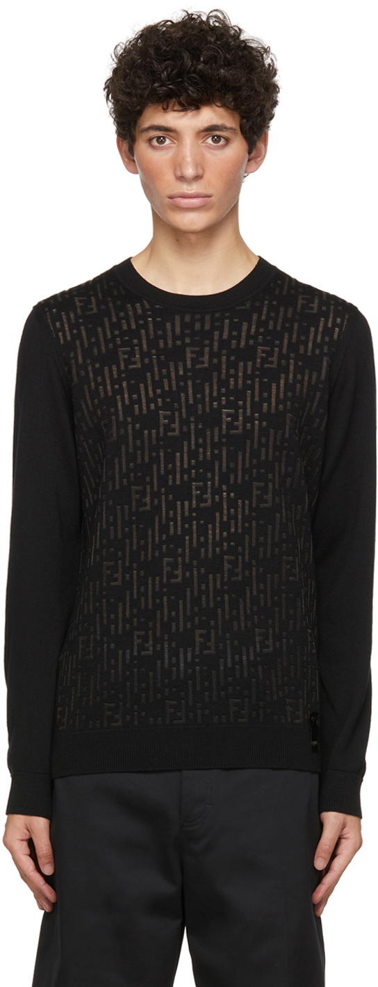 FENDI BLACK WOOL 'FOREVER FENDI' SWEATER