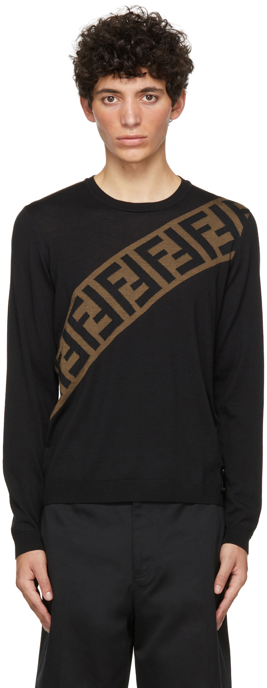 Fendi: Black Diagonal 'Forever Sweater SSENSE