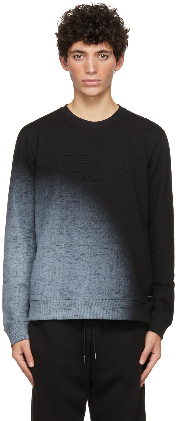 FENDI BLACK EMBOSSED LOGO SWEATSHIRT