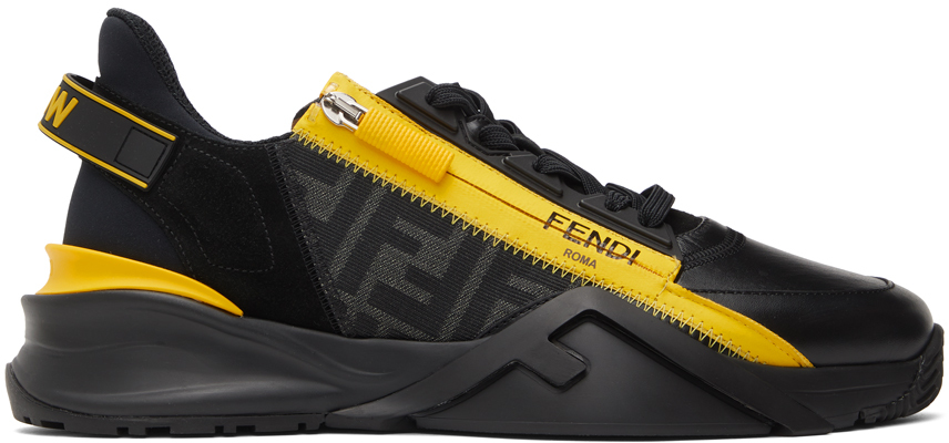 Fendi black and yellow shoes Clearance